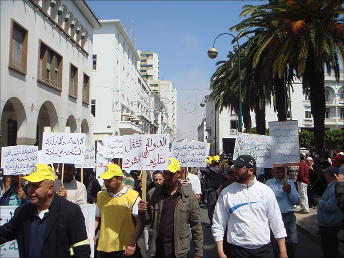 ‪‬ مسيرات احتجاجية في عيد العمال بالمغرب(الجزيرة)