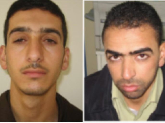 Two-picture combo image provided by Shin Bet, Israel's security service, shows Marwan Qawasmeh, left, and Amer Abu Aisheh that the security service identified as the central suspects in the recent disappearance of three Israeli teenagers. Israel on Thursday, June 26, 2014, identified the two well-known Hamas operatives in the West Bank as the central suspects in the recent disappearance of three Israeli teenagers, in the first sign of progress in a frantic two-week search for the missing youths. (AP Photo/Shin Bet)