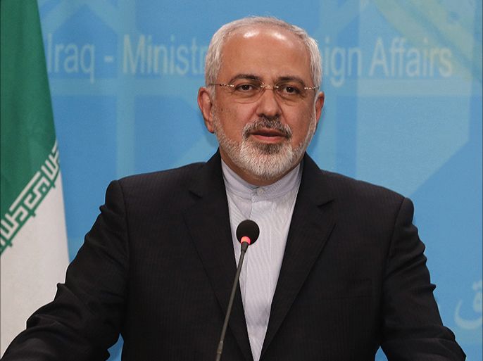 Iranian Minister of Foreign affairs Mohammad Javad Zarif speaks during a press conference at the Iraqi Ministry of Foreign Affairs in Baghdad on August 24, 2014