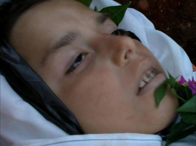 الطفل عمار الذي سقط برصاصة القناص في حي الوعر بحمص