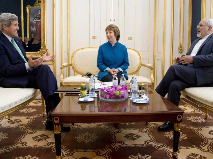(From left) US Secretary of State John Kerry, European Union High Representative Catherine Ashton, and Iranian Foreign Minister Mohammad Javad Zarif meet in Vienna, Austria, 15 October 2014. Kerry met Iran's Zarif to tackle the remaining disagreements on a deal that would end the stand-off over Iran's nuclear program. Ashton also took part in the talks, as the chief negotiator of the six powers that have been negotiating with Iran - Britain, China, France, Russia, the United States and Germany.