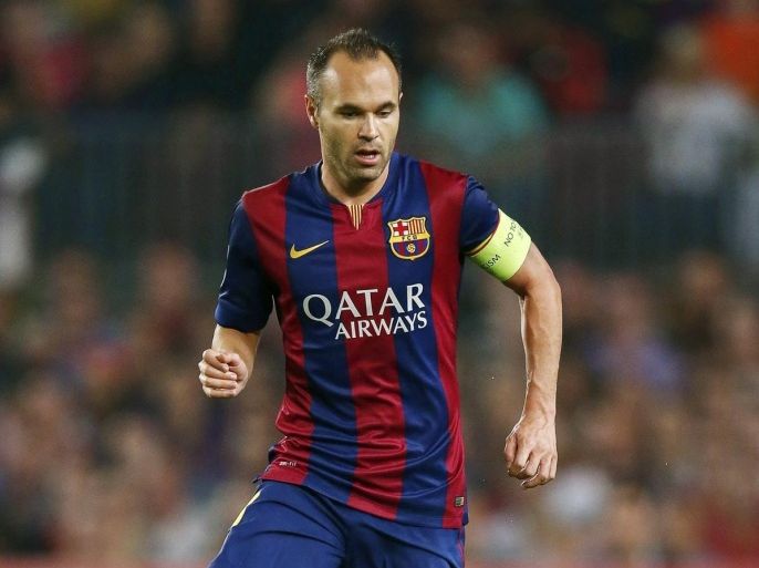 Andres Iniesta of FC Barcelona during the group F Champions League match between Barcelona and Ajax Amsterdam on October 21, 2014 at Camp Nou stadium in Barcelona, Spain.