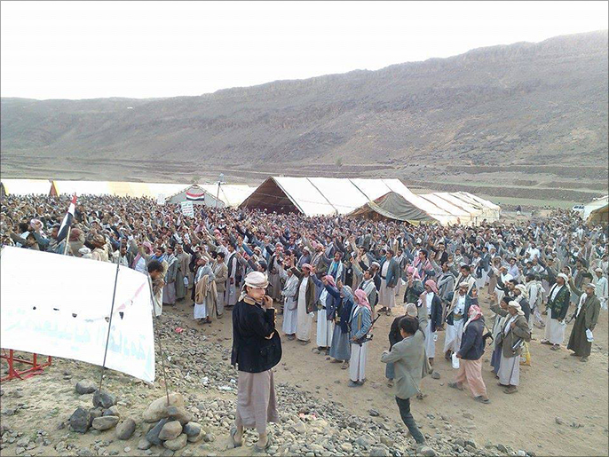 جانب من أحد مخيمات اعتصام الحوثيين حول مداخل صنعاء(الجزيرة)