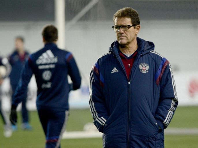 MOSCOW, RUSSIA - OCTOBER 10: Head coach of Russia Fabio Capello is seen during the training of Russian National Team at Arena Khimki in Moscow, Russia, on October 10, 2014. Russian will play Moldova in their match for Euro 2016 at the Otkrytie Arena on Sunday evening in Moscow.