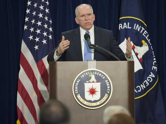 Director of Central Intelligence Agency John Brennan takes questions from reporters during a press conference art CIA headquarters in McLean, Virginia, December 11, 2014. The head of the Central Intelligence Agency acknowledged Thursday some agency interrogators used 'abhorrent' unauthorized techniques in questioning terrorism suspects after the 9/11 attacks. CIA director John Brennan said there was no way to determine whether the methods used produced useful intelligence, but he strongly denied the CIA misled the public. AFP PHOTO/JIM WATSON