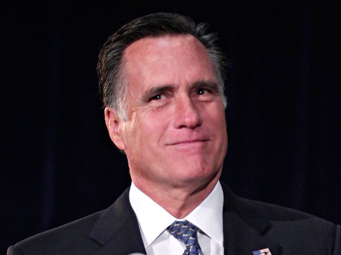 LIVONIA, MI - OCTOBER 2: Former Republican presidential candidate and former Massachusetts Governor Mitt Romney, delivers remarks during a "CoMITT to the Comeback" rally for Michigan republican candidates October 2, 2014 in Livonia, Michigan. Among the Michigan candidates in attendance were U.S. Senate Candidate Terri Lynn Land, Lt. Gov. Brian Calley, Attorney General Bill Schuette, and Secretary of State Ruth Johnson. (Photo by Bill Pugliano/Getty Images)