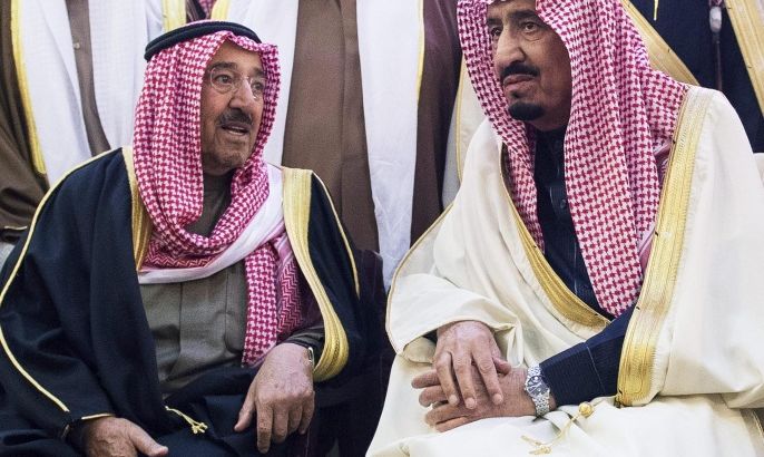 A handout photograph made available by the Saudi Press Agency (SPA) shows the new Saudi King, Salman bin Abdul Aziz (R), sitting with the Emir of Kuwait, Sabah al-Ahmad al-Jaber al-Sabah (L), during the funeral of the late Saudi King, Abdullah bin Abdulaziz al-Saud, in Riyadh, Saudi Arabia, 23 January 2015. Saudi King Abdullah died in the early hours of 23 January, aged 90, after ruling since 2005 though he had been defacto ruler since 1995 when the then King Fahd, his half brother, suffered a stroke, he is succeeded by his half brother, 79 year old King Salman bin Abdulaziz al-Saud. EPA/SAUDI PRESS AGENCY / HANDOUT