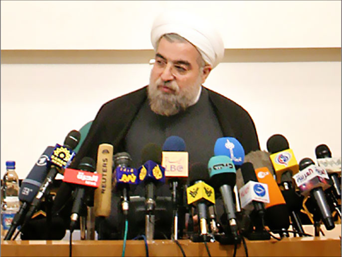 ‪روحاني جدد قبل أيام رفضه مزاعم الغرب بسعي بلاده لامتلاك السلاح النووي‬ (رويترز)