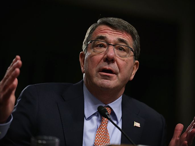 WASHINGTON, DC - FEBRUARY 04: Former U.S. Deputy Secretary of Defense Ashton Carter testifies during his confirmation hearing before the Senate Armed Services Committee February 4, 2015 on Capitol Hill in Washington, DC. If confirmed, Carter will succeed Chuck Hagel as the next Secretary of Defense. Alex Wong/Getty Images/AFP