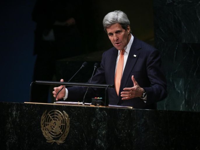 NEW YORK, NY - APRIL 27: U.S. Secretary of State John Kerry speaks at the 2015 Review Conference of the Parties to the Treaty on the Non-Proliferation of Nuclear Weapons on April 27, 2015 in New York City. The international conference, which is particularly important this year as western countries try to reach a nuclear deal with Iran, is held at the United Nations.
