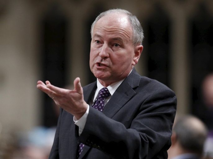 Canada's Foreign Minister Rob Nicholson speaks during Question Period in the House of Commons on Parliament Hill in Ottawa March 26, 2015. REUTERS/Chris Wattie