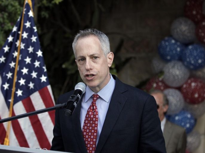 US Consul General of Jerusalem Michael Ratney speaks at the American consulate in Jerusalem on June 4, 2015 during a reception ahead of the 4th of July American Independence day celebrations. AFP PHOTO/AHMAD GHARABLI