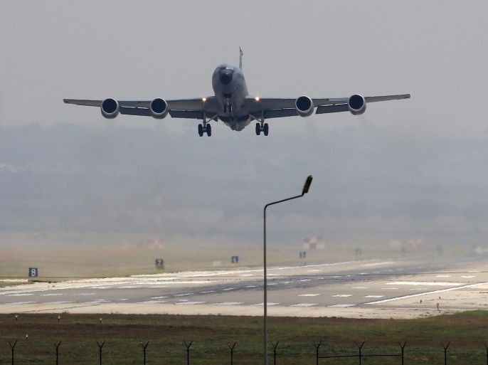 A Turkish Air Force cargo plane takes off from the Incirlik Air Base, in the outskirts of the city of Adana, southern Turkey, Thursday, July 30, 2015. After months of reluctance, Turkish warplanes last week started striking militant targets in Syria and agreed to allow the U.S. to launch its own strikes from Turkey's strategically located Incirlik Air Base. In a series of cross-border strikes, Turkey has not only targeted the IS group but also Kurdish fighters affiliated with forces battling IS in Syria and northern Iraq. (AP Photo/Emrah Gurel)