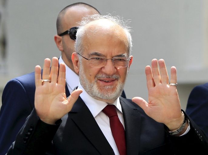 Iraqi Foreign Minister Ibrahim al-Jaafari gestures upon arrival to attend the Arab Foreign Ministers 144th annual meeting at the League headquarters in Cairo, Egypt, September 13, 2015. Jaafari has called on Ankara to coordinate with Baghdad in its military campaign against Kurdistan Workers' Party (PKK) positions in northern Iraq following accusations that Turkish forces crossed the border into Iraq last week. REUTERS/Mohamed Abd El Ghany