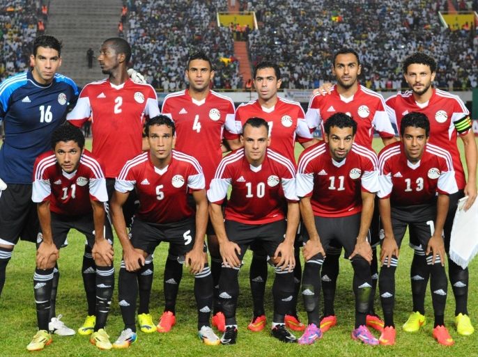 DAKAR, SENEGAL - SEPTEMBER 5 : Egypt national football team players pose prior to the Africa Cup of Nations, qualification, group D match between Senegal and Egypt in Dakar, Senegal on September 5, 2014.