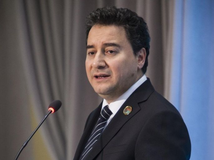 WASHINGTON, USA - APRIL 16: Turkish Deputy Prime Minister Ali Babacan speaks to other Ministers of Finance in the G20 and LIDC Working Dinner during the IMF/World Bank Spring Meetings in Washington, USA on April 16, 2015.