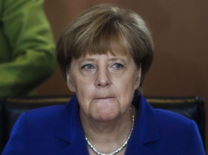 German Chancellor Angela Merkel leads the weekly cabinet meeting at the chancellery in, Berlin, Germany, Wednesday, Oct. 7, 2015. (AP Photo/Markus Schreiber)