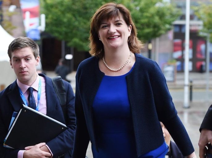 British Education Secretary, Nicky Morgan, arrives for British Prime Minister David Cameron's keynote speech at the Conservative Party conference in Manchester, Britain, 07 October 2015. Cameron announced that his government plans to begin a 'starter homes scheme' offering affordable housing for first time buyers under the age of 40.