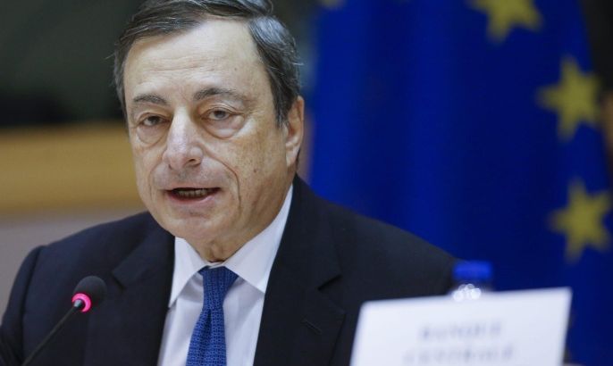 Italian, Mario Draghi, President of the European Central Bank (ECB) during a hearing by the European Parliament committee on Monetary affairs in Brussels, Belgium, 12 November 2015.