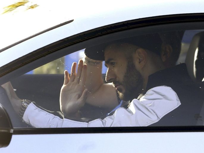 Real Madrid's French striker Karim Benzema arrives to the team's training centre at Valdebebas sport city in Madrid, Spain, 06 November 2015. The player has been formally charged in connection with the alleged blackmail plot over a sex tape involving French international Mathieu Valbuena.
