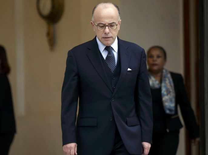 French Interior Minister Bernard Cazeneuve arrives to deliver a statement in the courtyard of the Elysee Palace in Paris, France, November 14, 2015, the day after a series of deadly attacks in Paris. REUTERS/Philippe Wojazer