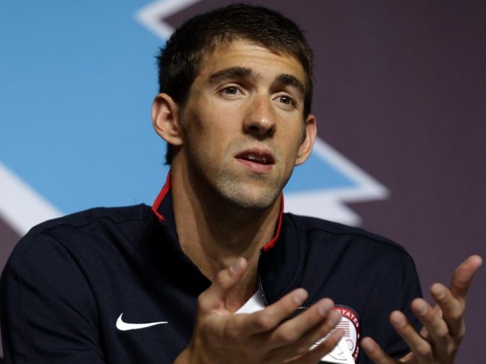FILE - In this July 26, 2012, file photo, U.S. swimmer Michael Phelps speaks during a press conference at the 2012 Olympics in London. Maybe it’s not a surprise that Phelps, the winningest athlete in Olympic history, kept running into trouble away from the pool after some of his biggest triumphs. Turns out, dealing with the rest of your life can be even tougher than winning a gold medal. (AP Photo/Ng Han Guan, File)