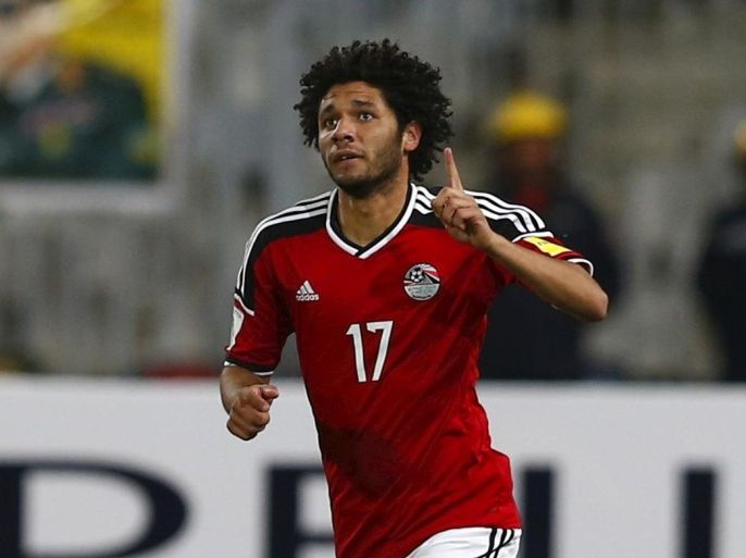 Egypt's Mohamed El-Nenny celebrates after scoring a goal during their 2018 World Cup qualifying soccer match agaist Chad at Borg El Arab "Army Stadium" in the Mediterranean city of Alexandria, north of Cairo, Egypt, November 17, 2015. Spectators will be watching the match after receiving approval from security for the first time in a long time. REUTERS/Amr Abdallah Dalsh