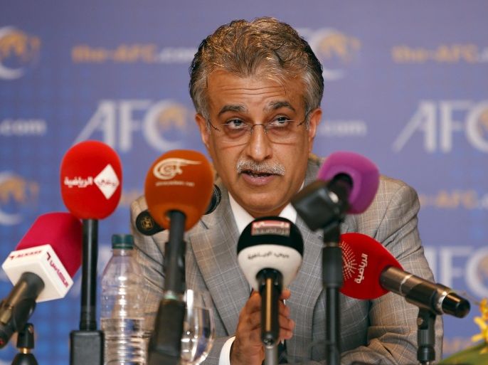 Asian Football Confederation (AFC) President Sheikh Salman Bin Ebrahim Al Khalifa speaks during a news conference during an AFC Extraordinary Congress in Kuala Lumpur in this May 2, 2013 file photo. Sheikh Salman of Bahrain has formally entered the race to become FIFA president, the Bahrain News Agency reported on October 25, 2015. REUTERS/Bazuki Muhammad/Files