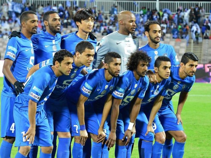 Al-Hilal team pose prior to the Saudi Professional League Soccer matchÂ between Al-Wehda and Al-Hilal at King Abdul Aziz Sport City Stadium, Makkah Almukarramah, Saudi Arabia, 27 January 2016.