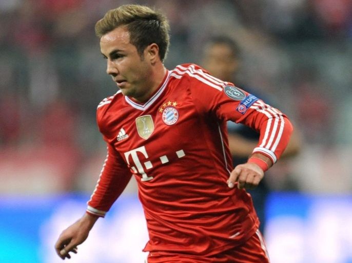 Munich's Mario Gotze in action during the UEFA Champions League quarter-final second leg soccer match between Bayern Munich and Manchester United in Munich, Germany, 09 April 2014.