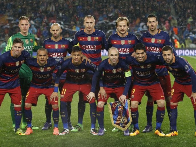 Football Soccer - FC Barcelona v Arsenal - UEFA Champions League Round of 16 Second Leg - The Nou Camp, Barcelona, Spain - 16/3/16 Barcelona team group before the match Action Images via Reuters / Carl Recine Livepic EDITORIAL USE ONLY.