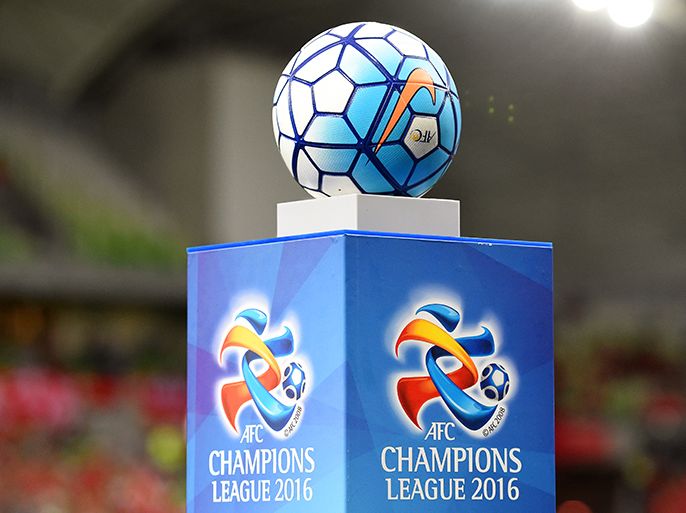 epa05178259 The AFC Champions League official matchball on disply before the AFC Champions League group G soccer match between Melbourne Victory and Shanghai SIPG at AAMI Park in Melbourne, Australia, 24 February 2016. EPA