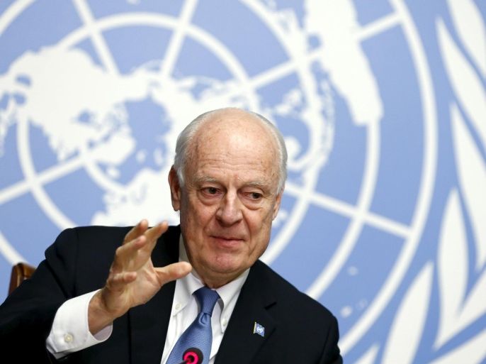 U.N. mediator for Syria, Staffan de Mistura gives a news conference at the end of the Syria peace talks at the United Nations in Geneva, Switzerland, March 24, 2016. REUTERS/Denis Balibouse