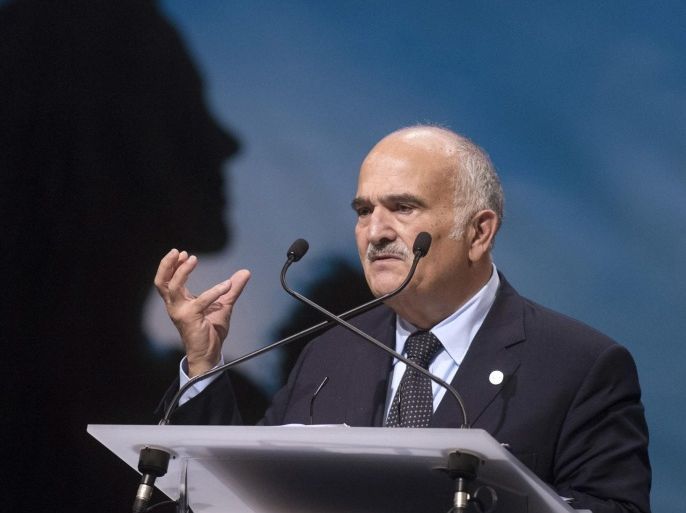 Prince El Hassan Bin Talal of Jordan speaks during the opening of the four-day Budapest World Water Summit in Budapest, Hungary, 08 October 2013. EPA/SZILARD KOSZTICSAK HUNGARY OUT