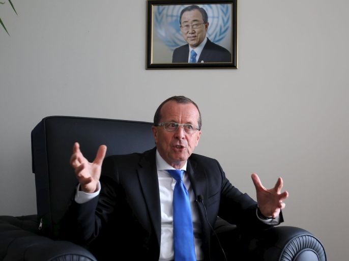 Martin Kobler, United Nations Special Representative and Head of the U.N. Support Mission in Libya, speaks during an interview with Reuters in Tunis, Tunisia, April 6, 2016. REUTERS/Zoubeir Souissi TPX IMAGES OF THE DAY