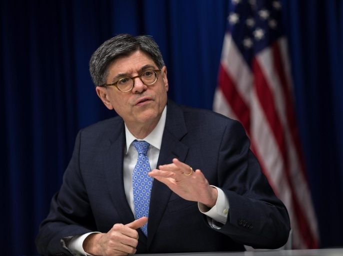 US Treasury Secretary Jacob Lew speaks to members of the media in the Consulate General of the United States in Hong Kong, China, 01 March 2016. Lew is on an official visit to Hong Kong.