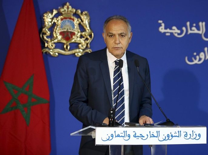 Moroccan Foreign Minister Salaheddine Mezouar speaks during a news conference on a dispute with the United Nations, at the Foreign Ministry in Rabat, March 24, 2016. Dozens of U.N. staffers pulled out of the Western Sahara mission, known as MINURSO, on Sunday after Morocco demanded they leave because U.N. Secretary-General Ban Ki-moon used the term "occupation" during a visit to the region. REUTERS/Youssef Boudlal
