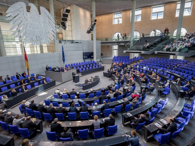 ‪البرلمان الألماني خلال جلسة سابقة منتصف الشهر الماضي‬ (الأوروبية)