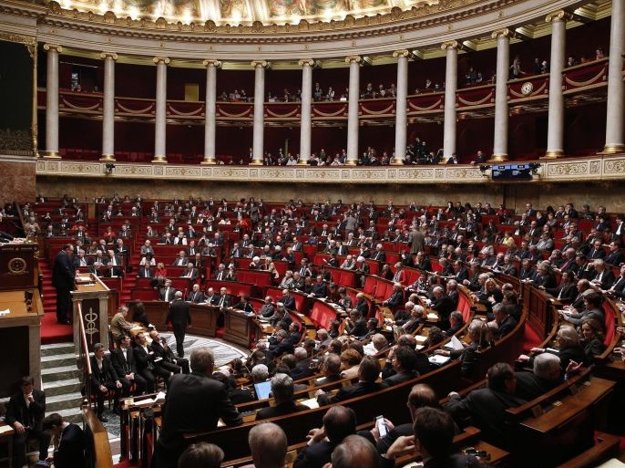 General view of the auditorium during debate at the French National Assembly in Paris, France, 10 February 2016, as France's lower house of parliament vote for a reform aimed at changing the rules applying to a state of emergency. The counts showed 317 votes in favour and 199 against.