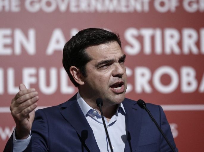 Greek Prime Minister Alexis Tsipras delivers his speech during The Economist conference on 'EUROPE: Shaken and Stirred? GREECE: A skillful Acrobat?' in Lagonissi, near Athens, Greece, 23 June 2016.