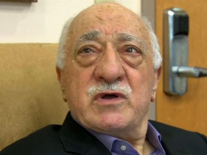 U.S.-based cleric Fethullah Gulen, whose followers Turkey blames for a failed coup, is shown in still image from video, speaks to journalists at his home in Saylorsburg, Pennsylvania July 16, 2016. Gulen said democracy cannot be achieved through military action. REUTERS/Greg Savoy/Reuters TV