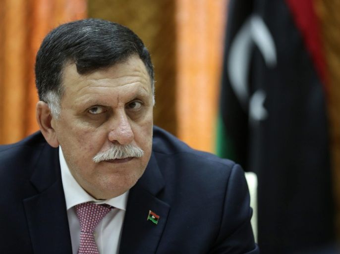 Libya's unity government's Prime Minister-designate Fayez al-Sarraj chairs a meeting of the presidential council with Tripoli municipal council in Tripoli, Libya, 31 March 2016. Reports state Sarraj and the UN-backed presidential council arrived in Tripoli on 30 March.