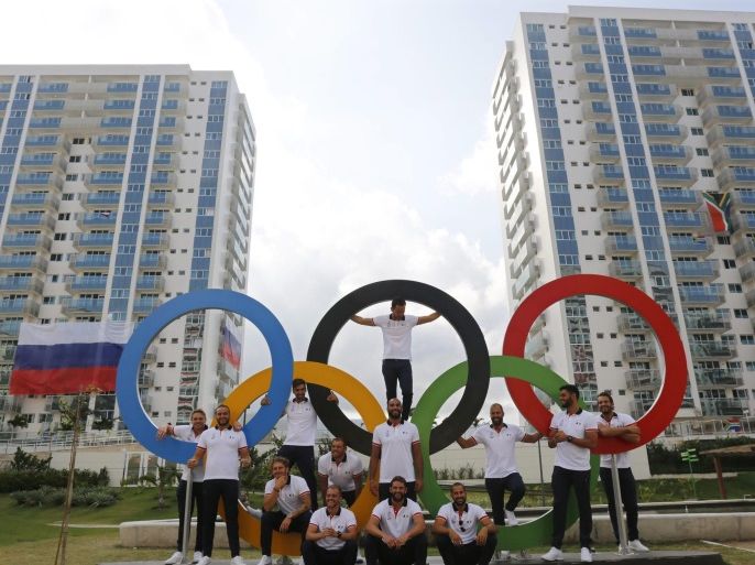 Members of the France water polo men team pose for photographers in the Olympic village prior to the Rio 2016 Olympic Games in Rio de Janeiro, Brazil, 02 August 2016. The Rio 2016 Olympic Games will take place from 05 August until 21 August 2016.