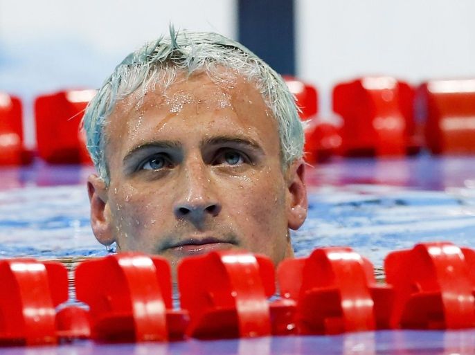 Ryan Lochte of the USA reacts after competing in the men's 200m Individual Medley Final of the Rio 2016 Olympic Games Swimming events at Olympic Aquatics Stadium at the Olympic Park in Rio de Janeiro, Brazil, 11 August 2016.