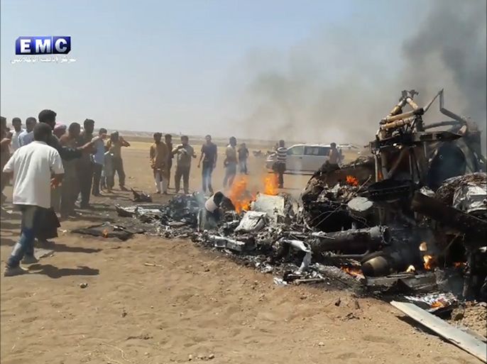 سقوط طائرة مروحية روسية بين ريفي إدلب وحلب