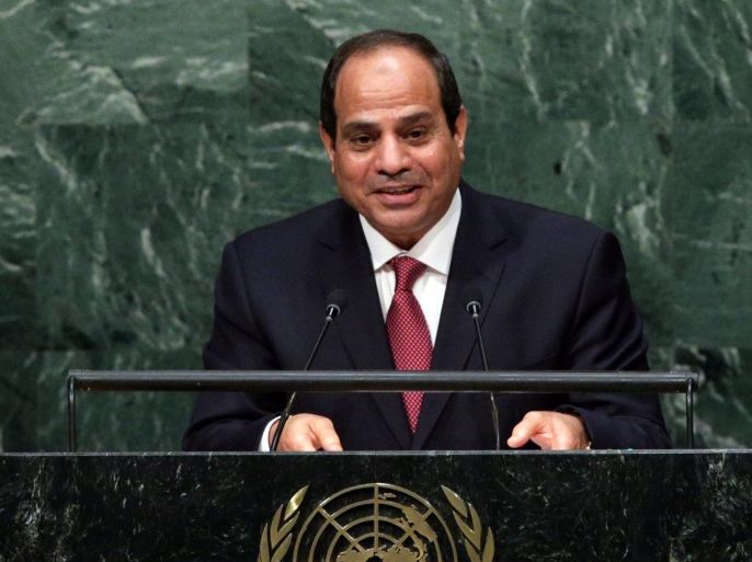 President of the Arab Republic of Egypt Abdel Fattah Al Sisi delivers his address during the 70th session General Debate of the United Nations General Assembly at United Nations headquarters in New York, New York, USA, 28 September 2015.