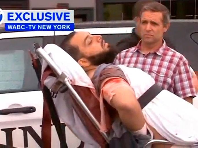 REFILE - UPDATING USAGE RESTRICTIONS A still image captured from a video from WABC television shows a conscious man believed to be New York bombing suspect Ahmad Khan Rahami being loaded into an ambulance after a shoot-out with police in Linden, New Jersey, U.S., September 19, 2016. Courtesy WABC-TV via REUTERS ATTENTION EDITORS - THIS IMAGE WAS PROVIDED BY A THIRD PARTY. EDITORIAL USE ONLY. MANDATORY CREDIT WABC-TV. NO RESALES. NO ARCHIVE.