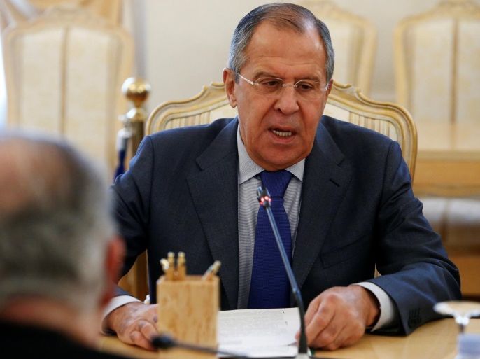 Russian Foreign Minister Sergei Lavrov speaks during a meeting with his Cypriot counterpart Ioannis Kasoulides in Moscow, Russia October 31, 2016. REUTERS/Sergei Karpukhin