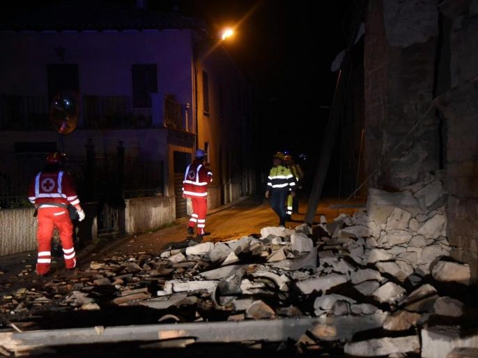 Rescue operations begin after a 5.4-magnitude earthquake struck central Italy, in Villa Sant'Antonio village, near Visso, Marche region, Italy, 26 october 2016.