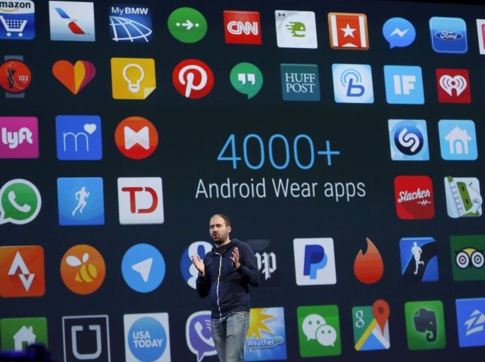 David Singleton, Director of Android Wear, speaks during the Google I/O developers conference in San Francisco, California May 28, 2015. REUTERS/Robert Galbraith